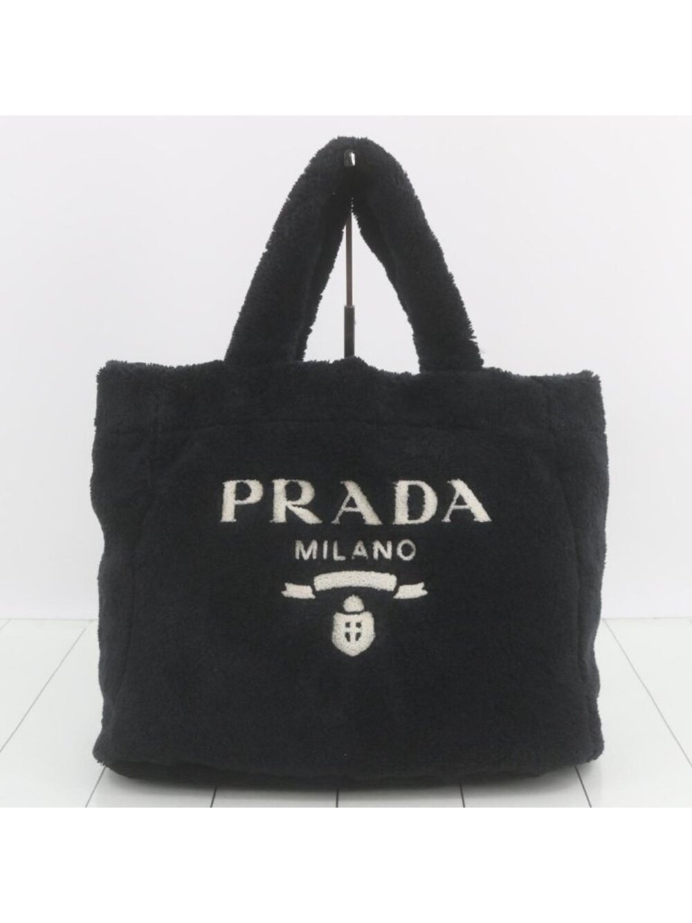 Prada Terry Tote Bag Logo Pile Black